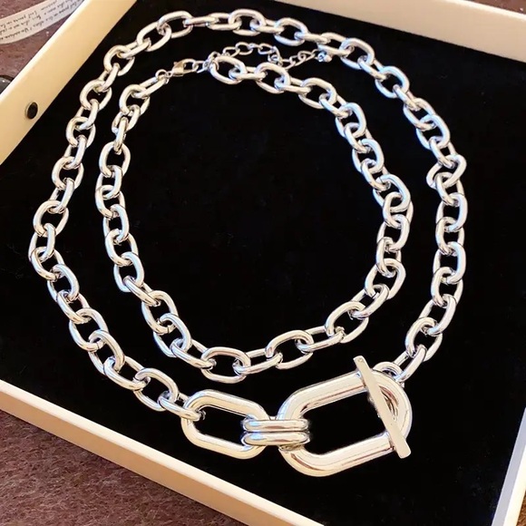 Zara Jewelry - Zara Set Gold Double Interlock Oval Circle Link Chain Necklace NEW